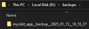 Backup main directory with date and time name