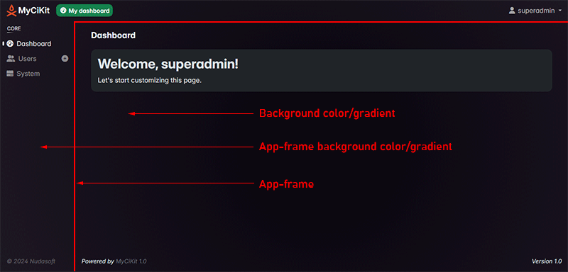 Change admin-end bg color and appframe bg