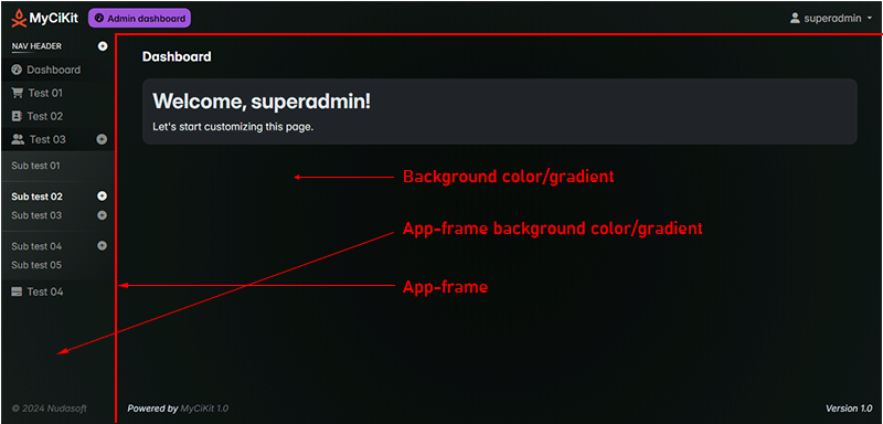 Change my-end bg color and appframe bg