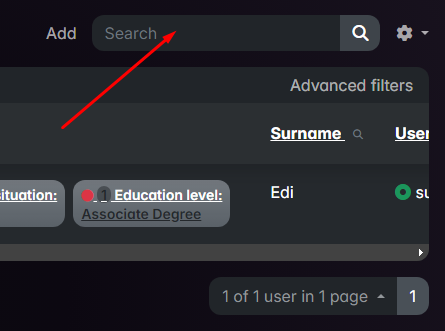Read view search filter