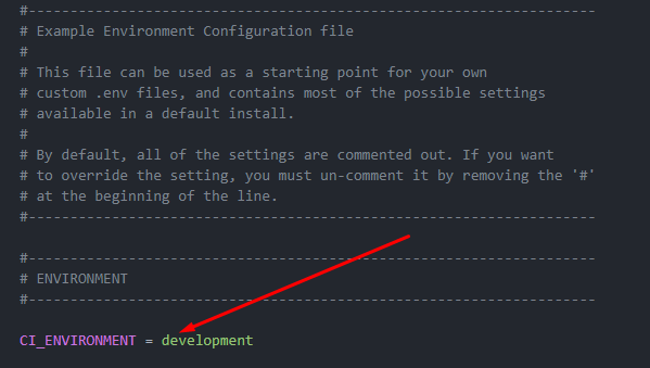 Environment config in the env file